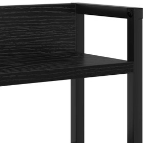 Fejtámla LED -es lámpákkal polcokkal Musta tammi 180 cm Faanyag