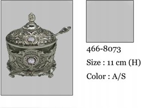 Ezüst színű cukortartó plattírozott fém kanál