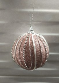 Csillámos karácsonyfadísz gyöngyökkel 8 cm – karácsonyi dekoráció