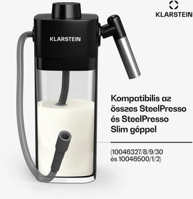 Klarstein SteelPresso tejtartály, praktikus kiegészítők, 0,55 liter, átlátszó