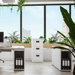 Fém irattartó szekrény, 3 fiókos SARA V3, 460 x 1020 x 620 mm, fehér