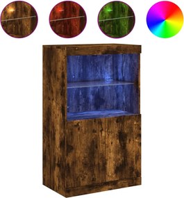 vidaXL füstös tölgy színű tálalószekrény LED-ekkel 60,5 x 37 x 100 cm