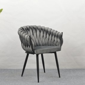 Étkezőszék, sötétszürke Velvet szövet/fekete, BLER