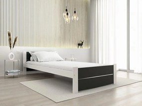 Ágy IKAROS DOUBLE 80 x 200 cm, antracit/fehér Matrac: Matrac nélkül, Ágyrács: Deszkás ágyráccsal