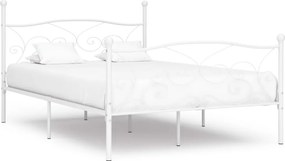 vidaXL fehér fém ágykeret lécezett ágyráccsal 140 x 200 cm