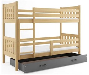 Gyermek emeletes ágy Carino tárolóhellyel, mérete 80x190 cm. Szürke