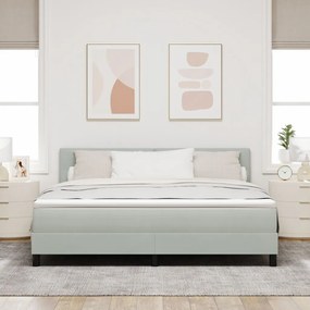 Boxspring Ágy Matraccal Világosszürke Szuper Király Bársony