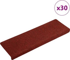 vidaXL 30 db öntapadós lépcsőszőnyeg, 65 x 21 x 4 cm, bordói piros, téglalap alakú széllel