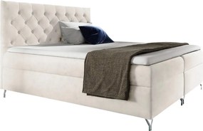 Boxspring ágy, 140x200, fehér Velvet szövet, GULIETTE + ajándék