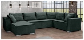 Univerzális, kihúzható U-alakú sarokülőgarnitúra LONDON, zöld