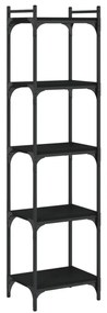 5 szintes fekete szerelt fa könyvespolc 40 x 30 x 154 cm