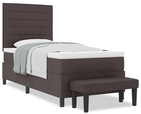 Box Spring Ágy Matraccal és Pad Dark Brown 90x200 cm Szövet