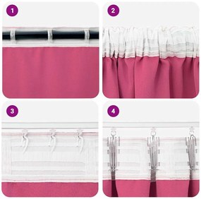 Függönyök 2 pcs Fényes rózsaszín 140x140cm Poliészter