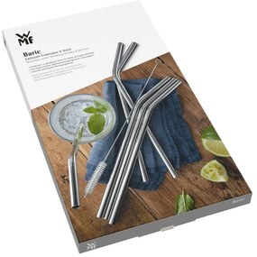 Profi 6 db rozsdamentes acél szívószál tisztítókefével, hosszúság 24 cm - WMF