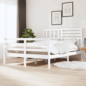 fehér tömör fa ágykeret 150 x 200 cm (King Size)