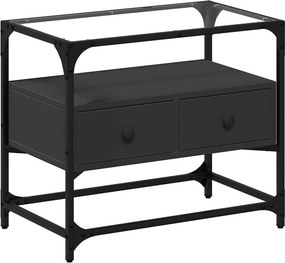 vidaXL fekete szerelt fa TV-szekrény üveglappal 60 x 35 x 51 cm