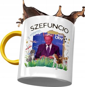 Bögre Sárga Donald Tusk Po Ajándék Platform Nyomtatott Fotóval