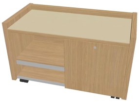 Verno mobil konténer 100 x 50 cm üveggel, bal, világos tölgy / vanília