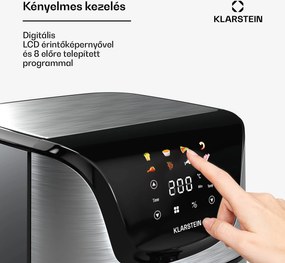 Klarstein AeroVital Deluxe forrólevegős fritőz, 1700 W, 8 program, tartozékokkal együtt, 200°C, Időzítő