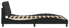 fekete műbőr ágykeret LED-világítással 160 x 200 cm