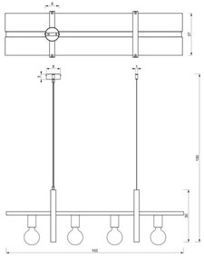 Csillár zsinóron SHELF 4xE27/60W/230V