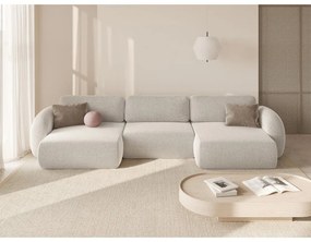 Krémszínű zsenília kinyitható-tárolóhelyes (U alakú) sarokkanapé Tonale – Cosmopolitan Design