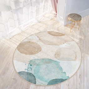 Kék-bézs mosható kerek szőnyeg ø 150 cm Puddle – Mila Home