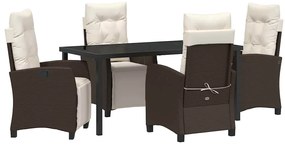 vidaXL Kert étkező szett párnával 5 pcs Barna polirattan