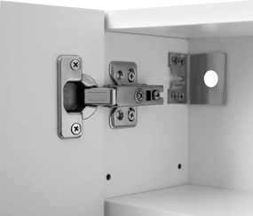 Fali fürdőszobaszekrény tükörrel, 3 ajtós tárolószekrény, 60 x 15 x 55 cm, fehér