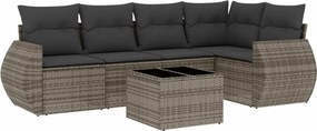 vidaXL 6 részes szürke polyrattan kerti ülőgarnitúra párnákkal