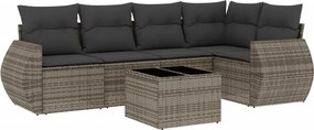 vidaXL 6 részes szürke polyrattan kerti ülőgarnitúra párnákkal