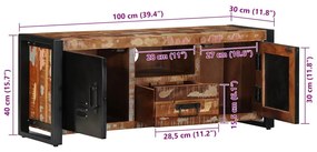 tömör újrahasznosított fa TV-szekrény 100x30x40cm