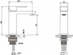 Szabadon álló EYN BC1320 fürdőszobai csaptelep, matt fekete, alacsony és magas kivitelben — 310 mm