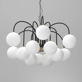 Csillár láncon CAMBRIDGE 12xE14/60W/230V fekete/sárgaréz