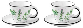Porcelán fűszernövényes eszpresszó csésze aljjal Herbarium