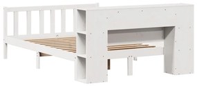 fehér tömör fenyőfa könyvespolcos ágy matrac nélkül 120x200 cm