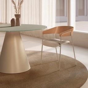 Világosszürke-natúr színű kárpitozott karfás étkezőfotel szett 2 db-os Cora – MOME