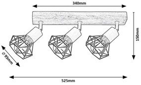 Rabalux 3139 - Spotlámpa ZEUS 3xE14/40W/230V tölgy