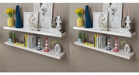 4 db fehér fali polc 120 cm