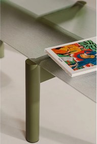 Zöld dohányzóasztal üveg asztallappal 55x105 cm Kob – noo.ma