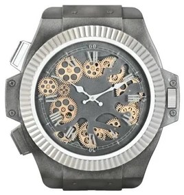 Loft nagyméretű falióra mozgó fogaskerekkel 47x6,4x52 cm ezüst