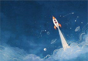 Fotótapéta Gyerekeknek Fiú Űr Rakéta Gyerek Tapéta 300x210