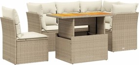 vidaXL 5 részes bézs polyrattan kerti ülőgarnitúra párnákkal