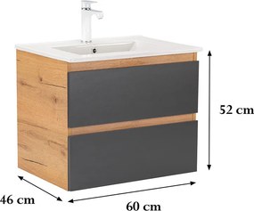 Vario Forte 60 alsó szekrény mosdóval tölgy-antracit
