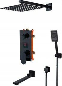 Süllyesztett Kijelző Kifolyócső Szett Matt Fekete 20CM