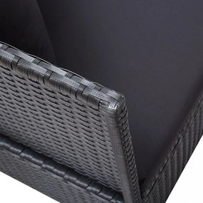 fekete polyrattan kerti ágy ülő- és hátpárnával