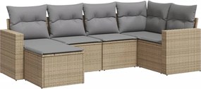 vidaXL 6 részes bézs polyrattan kerti ülőgarnitúra párnával