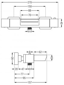 Mexen CUBE termosztatikus fürdőcsaptelep, rózsa-arany, 77360-60