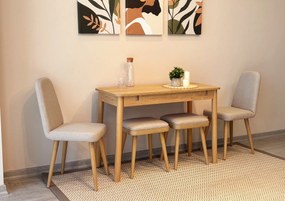 Étkezőgarnitúra(Kihúzható asztal, szék) (5 db) Vina Mini 02 1005 - Tölgy, Krém