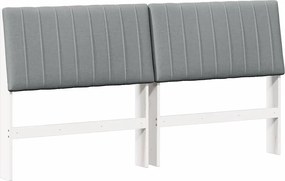 vidaXL Kárpitozott fejtámla Világosszürke 200 cm Tömör fenyőfa